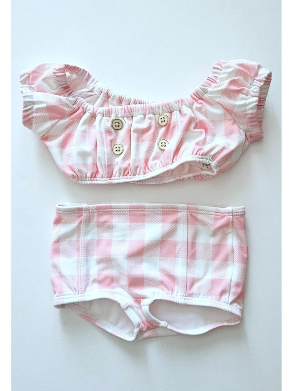 Janie and Jack 6-12 Pink Gingham Bikini Swimsuit Bathing Suit